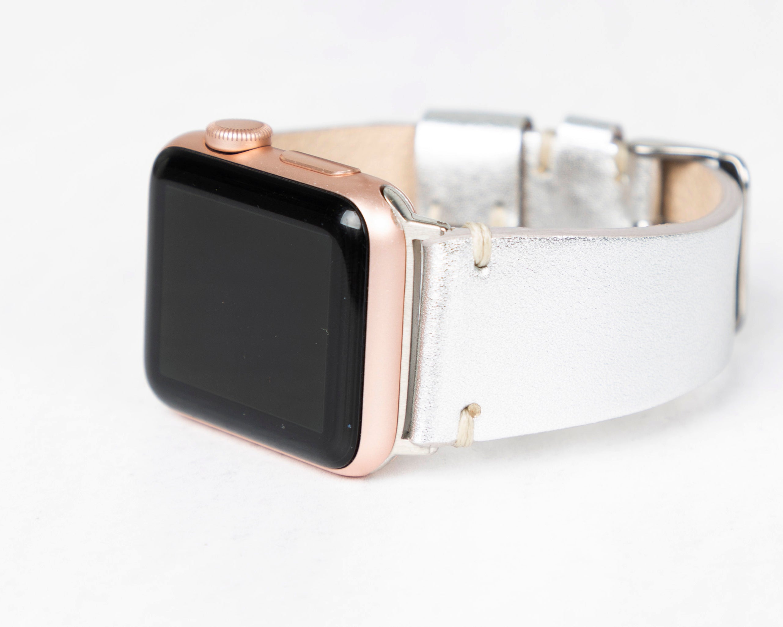 Handmade Silver Classic Artisan Leather Band for Apple Watch
