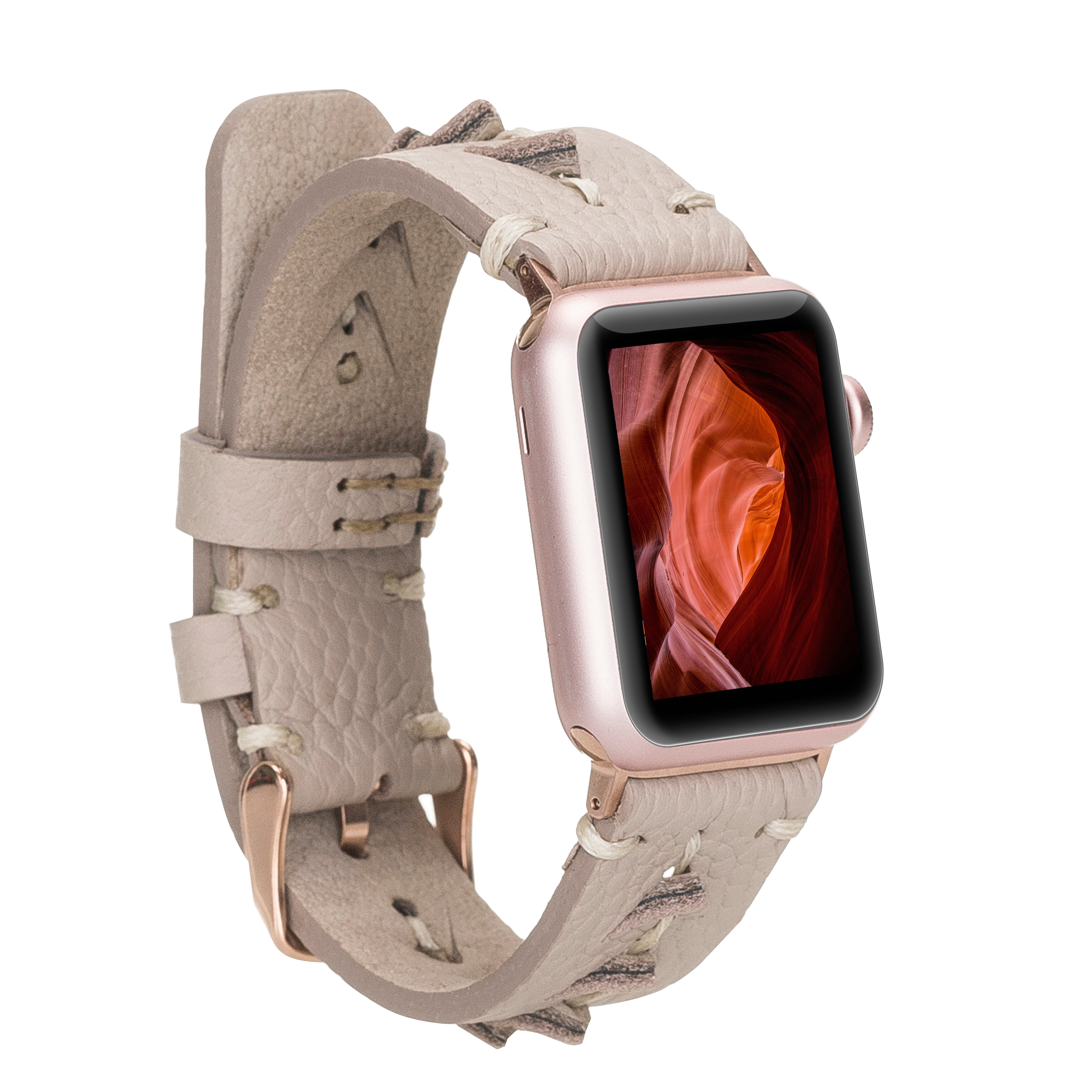 Handmade Beige Classic Vector Leather Band for Apple Watch