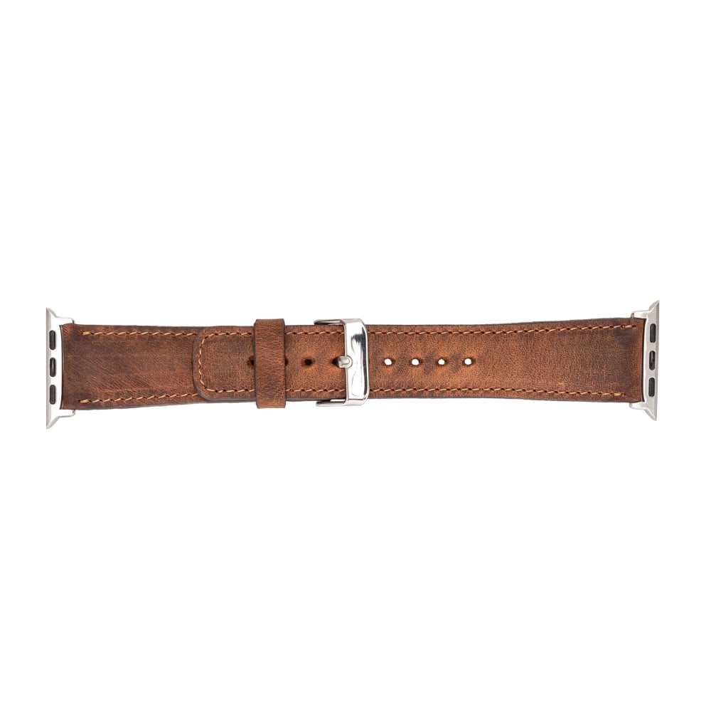 Luxury Antic Brown Classic Leather Apple Watch Band for All Series & Sizes - MADUEM - 3