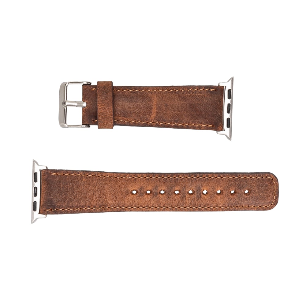 Luxury Antic Brown Classic Leather Apple Watch Band for All Series & Sizes - MADUEM - 4