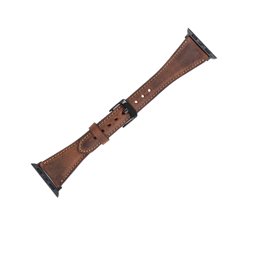 Luxury Antic Brown Slim Leather Apple Watch Band for All Series & Sizes - MADUEM - 3