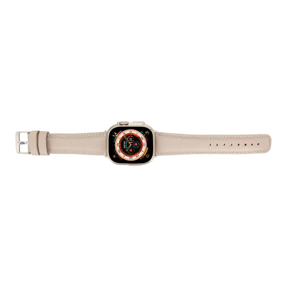 Luxury Beige Classic Leather Apple Watch Band for All Series & Sizes - MADUEM - 1