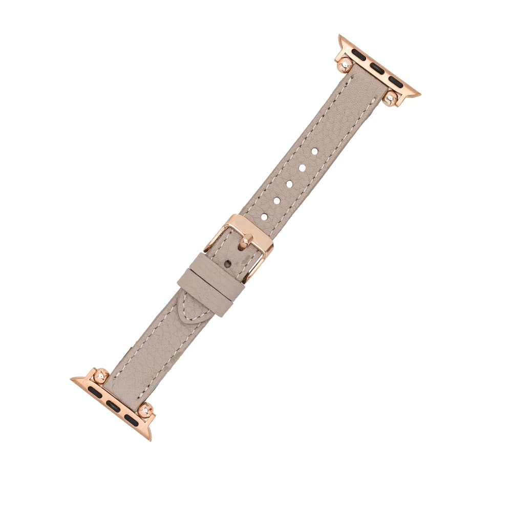 Luxury Beige Skinny Leather Apple Watch Band for All Series & Sizes - MADUEM - 1