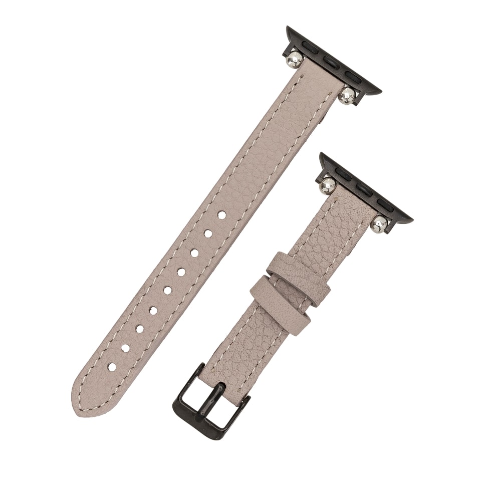 Luxury Beige Skinny Leather Apple Watch Band for All Series & Sizes - MADUEM - 10