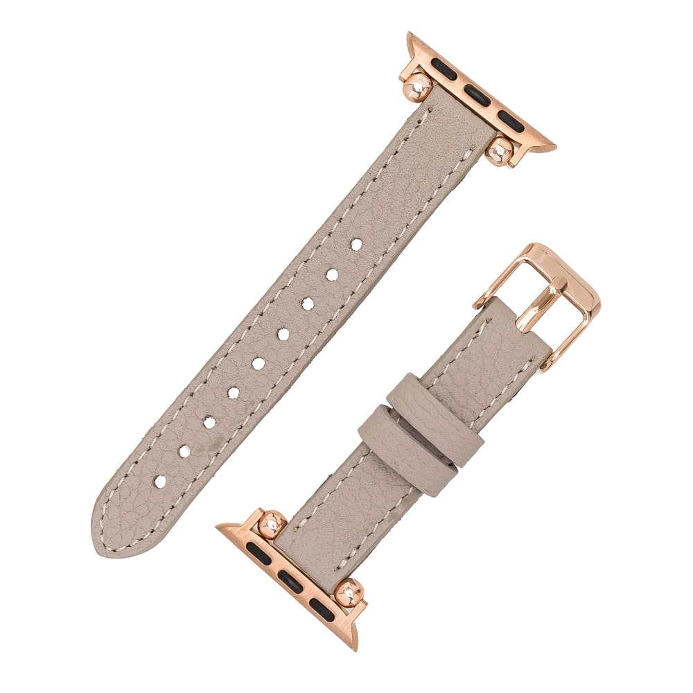 Luxury Beige Skinny Leather Apple Watch Band for All Series & Sizes - MADUEM - 12