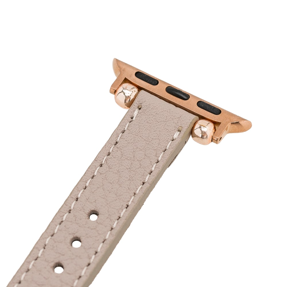 Luxury Beige Skinny Leather Apple Watch Band for All Series & Sizes - MADUEM - 18