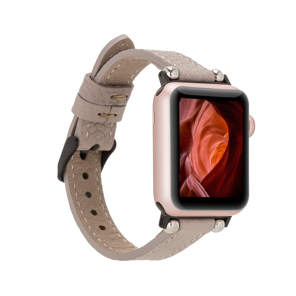 Luxury Beige Skinny Leather Apple Watch Band for All Series & Sizes - MADUEM - 3