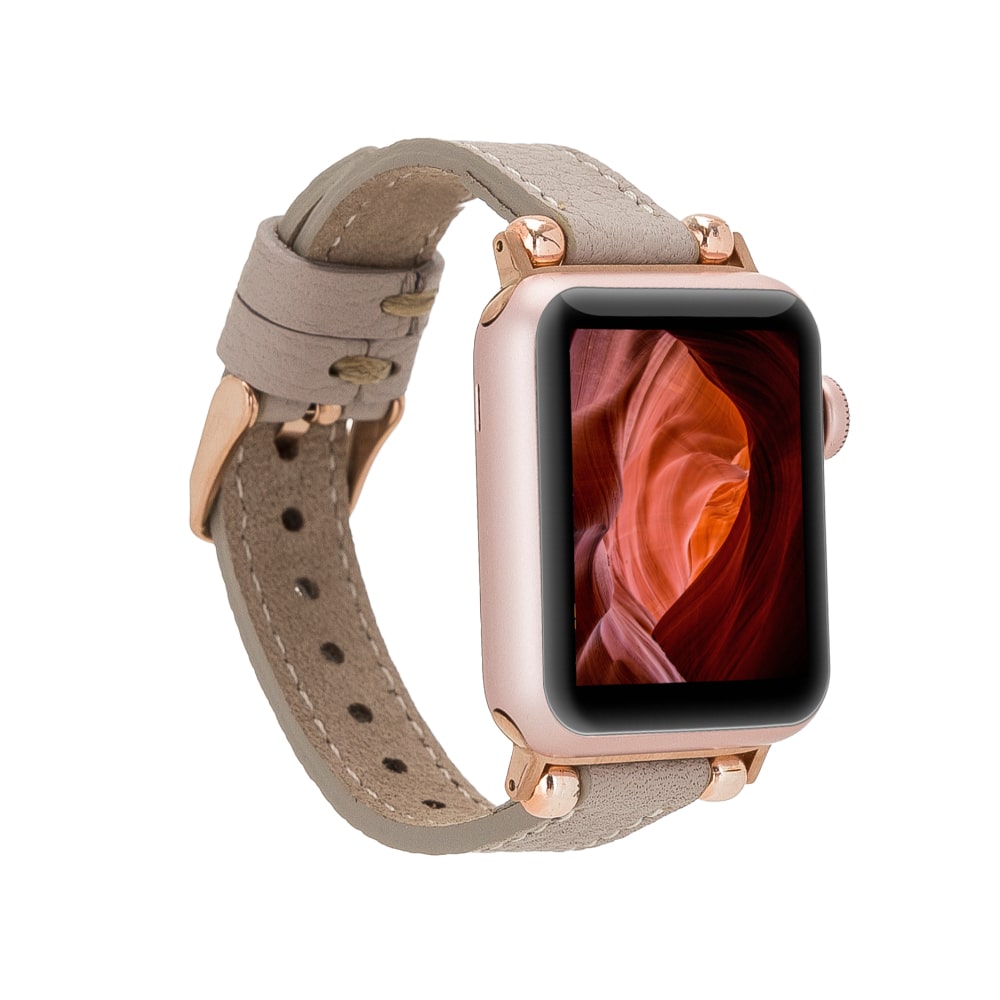 Luxury Beige Skinny Leather Apple Watch Band for All Series & Sizes - MADUEM - 5