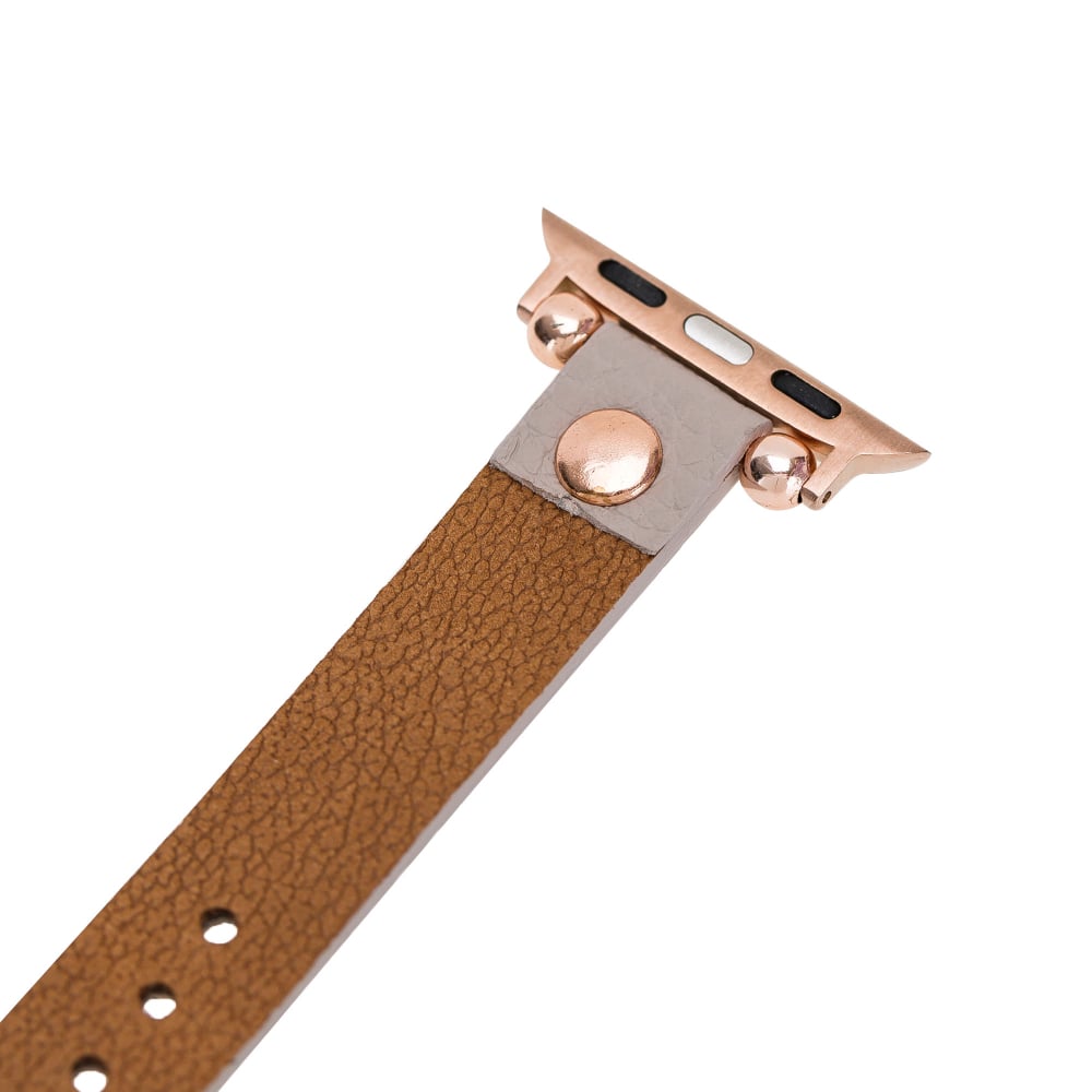 Luxury Beige Skinny Leather Apple Watch Band for All Series & Sizes - MADUEM - 5
