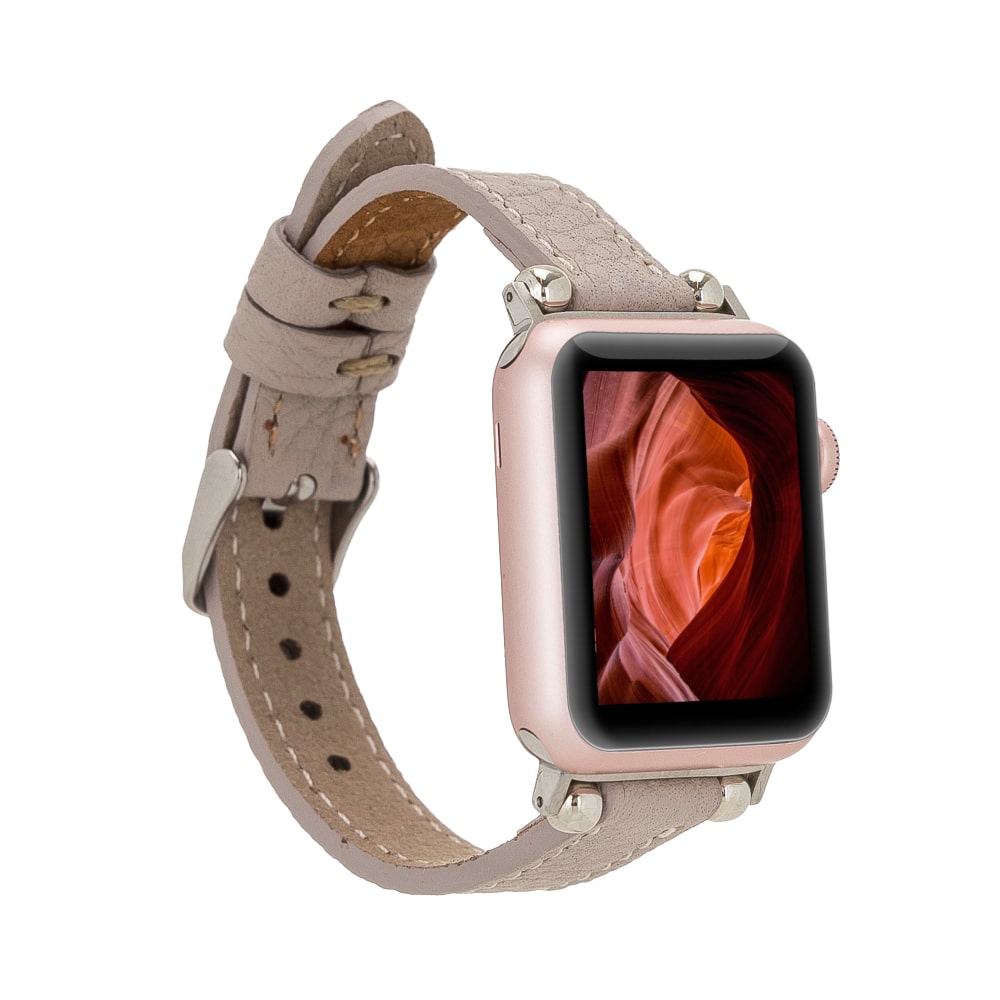 Luxury Beige Skinny Leather Apple Watch Band for All Series & Sizes - MADUEM - 7