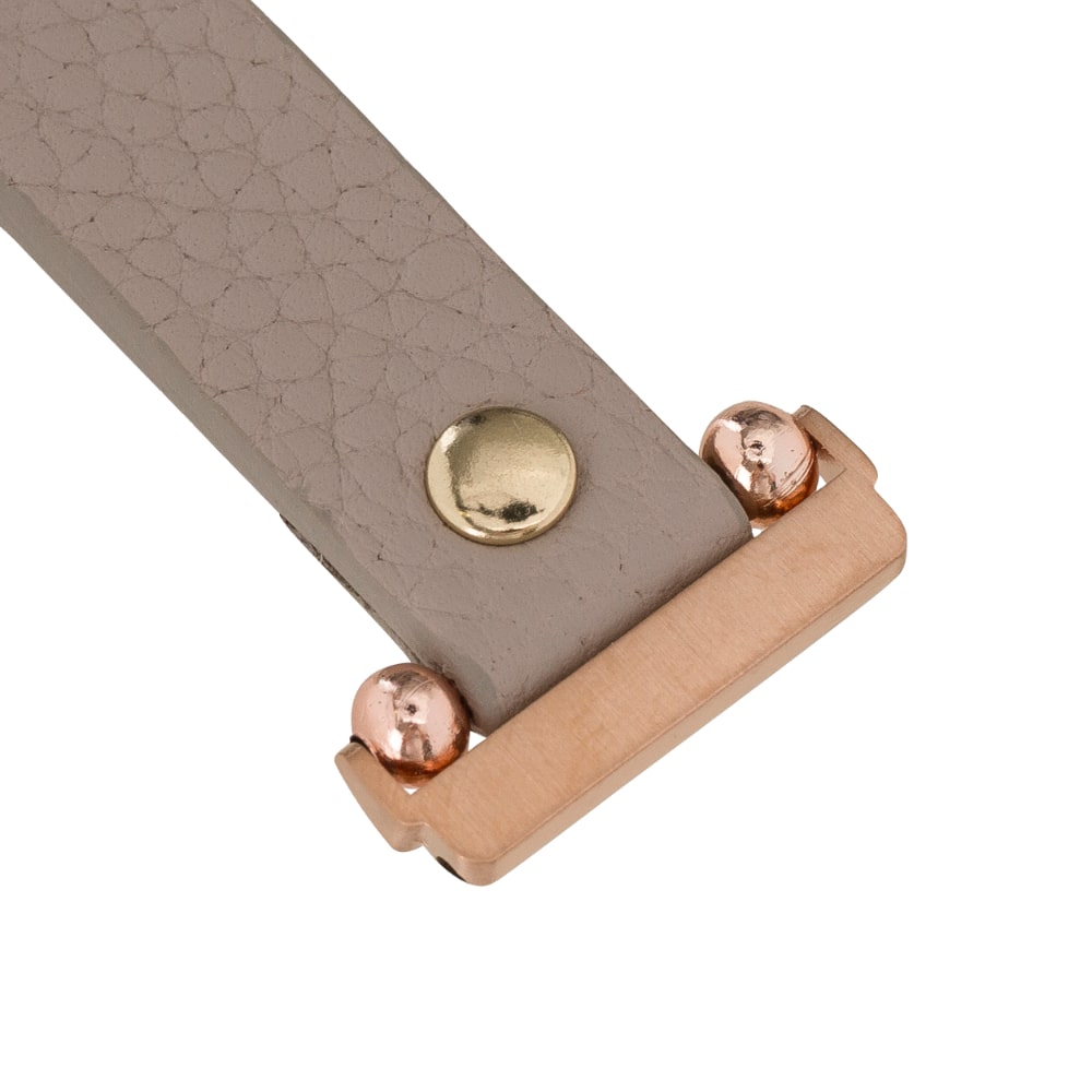 Luxury Beige Leather Fitbit Watch Band for All Series & Sizes with Gold Rivet - MADUEM - 1
