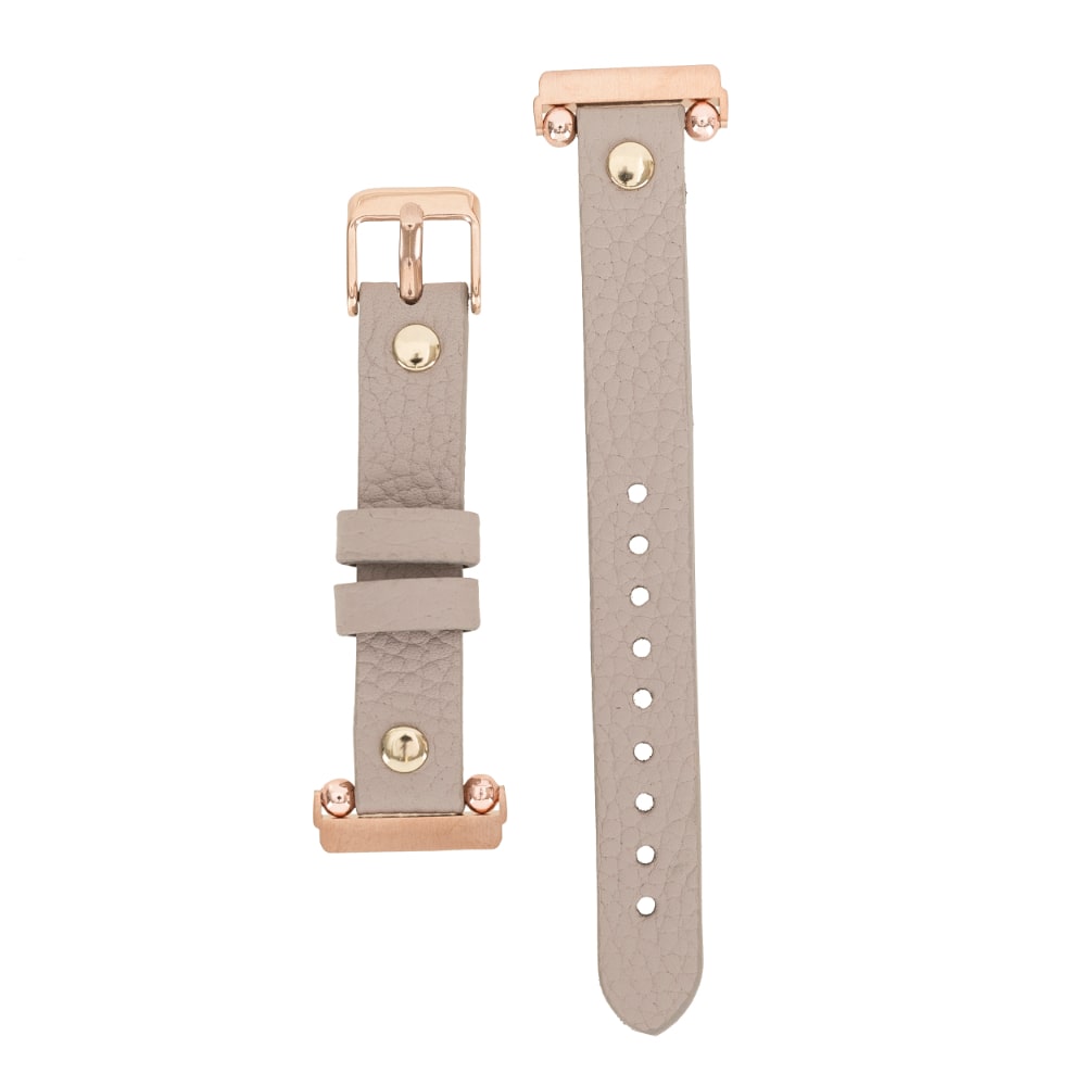 Luxury Beige Leather Fitbit Watch Band for All Series & Sizes with Gold Rivet - MADUEM - 10