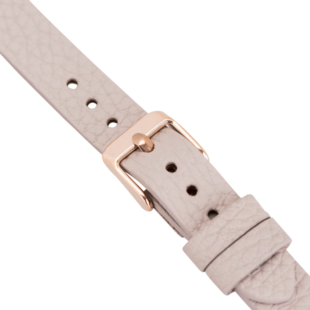 Luxury Beige Leather Fitbit Watch Band for All Series & Sizes with Rose Gold Rivet - MADUEM - 13