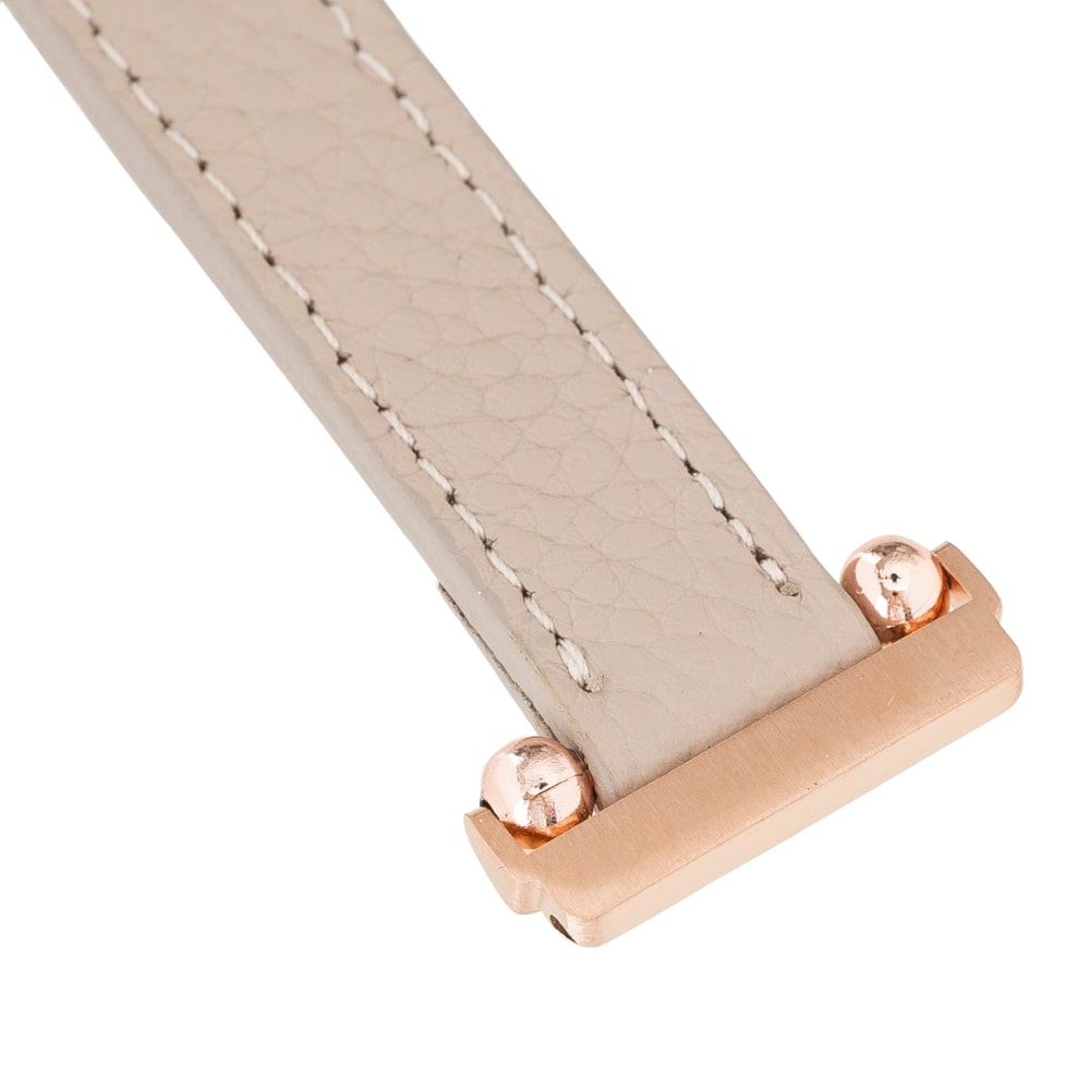 Luxury Beige Leather Fitbit Watch Band for All Series & Sizes - MADUEM - 4