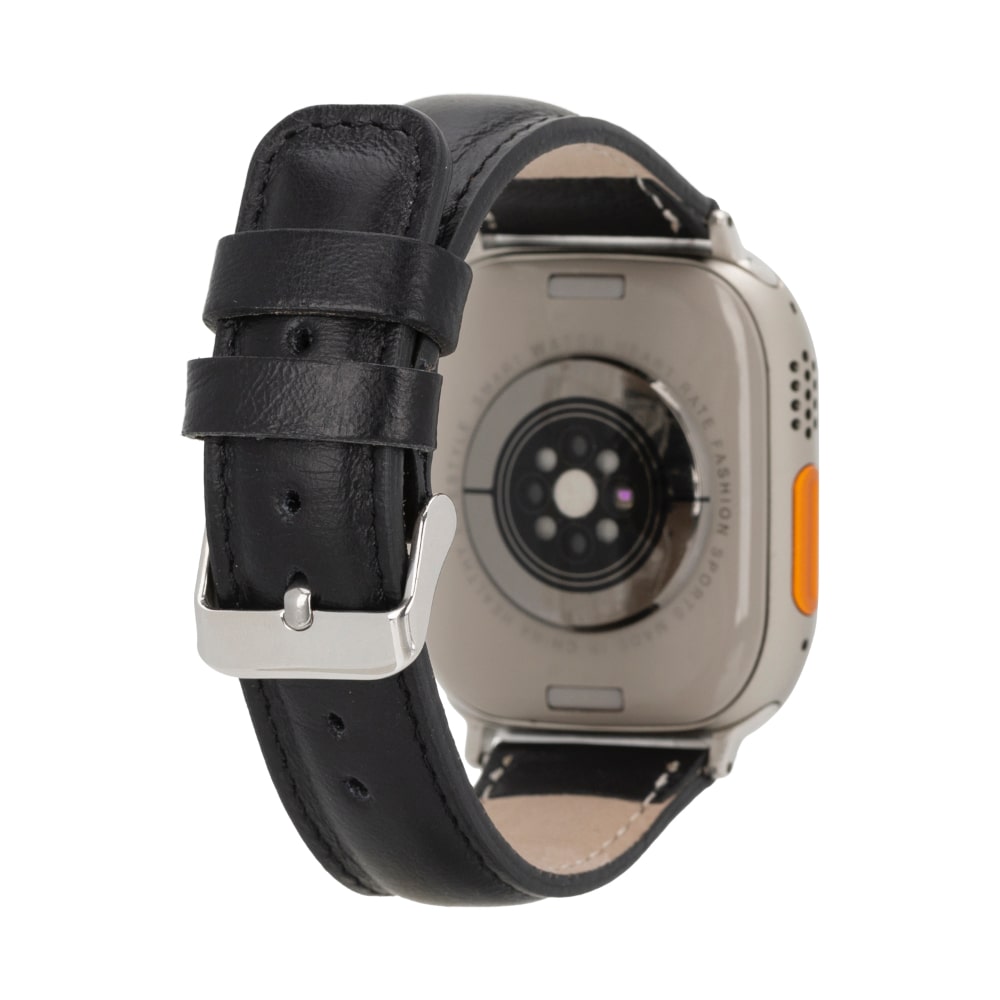 Luxury Black Classic Leather Apple Watch Band for All Series & Sizes - MADUEM - 1