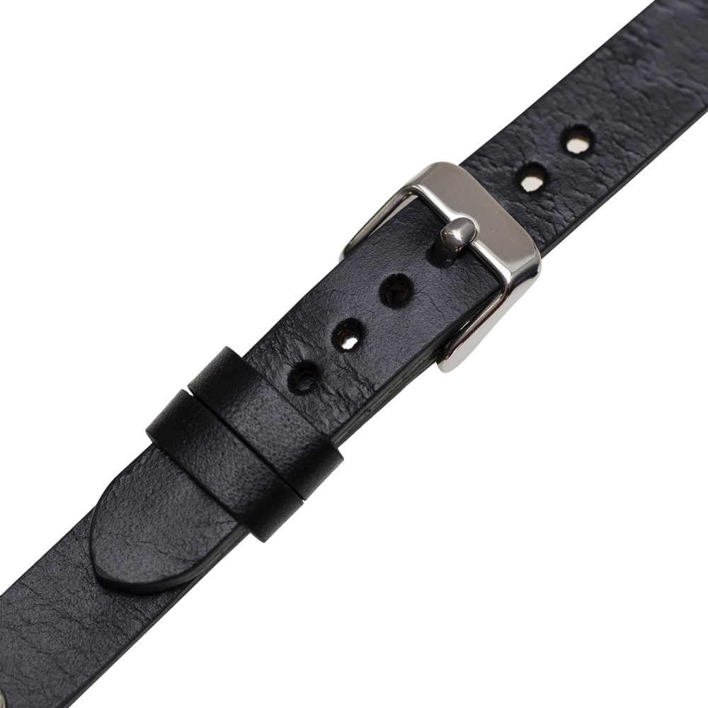 Luxury Black Skinny Leather Apple Watch Band for All Series & Sizes with Silver Rivet - MADUEM - 5