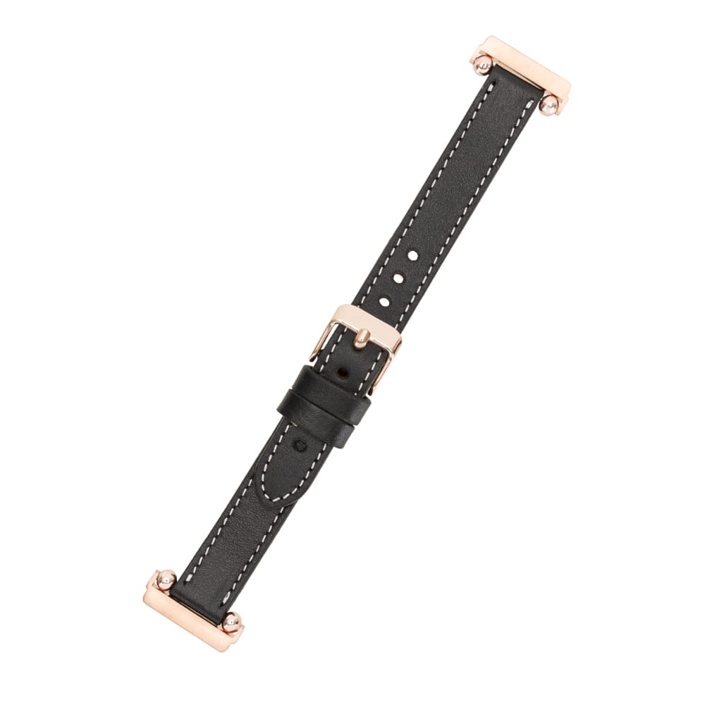 Luxury Black Leather Fitbit Watch Band for All Series & Sizes - MADUEM - 4
