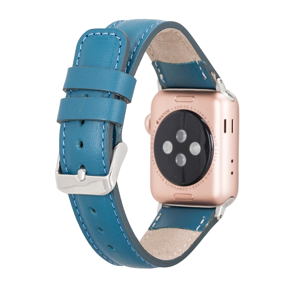 Luxury Blue Classic Leather Apple Watch Band for All Series & Sizes - MADUEM - 2