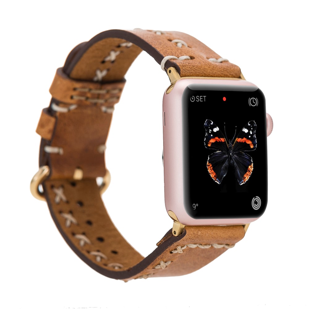 Luxury Brown Classic Leather Apple Watch Band for All Series & Sizes - MADUEM - 1