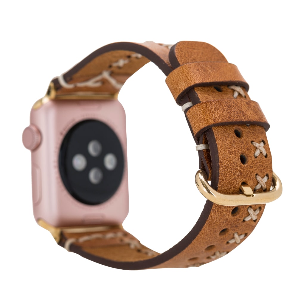 Luxury Brown Classic Leather Apple Watch Band for All Series & Sizes - MADUEM - 2