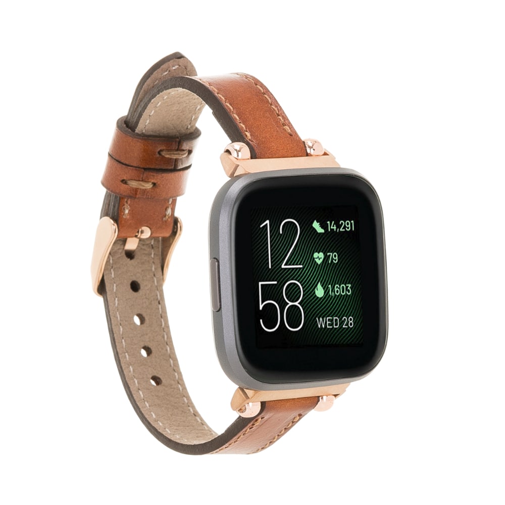 Luxury Burnished Brown Leather Fitbit Watch Band for All Series & Sizes - MADUEM - 1
