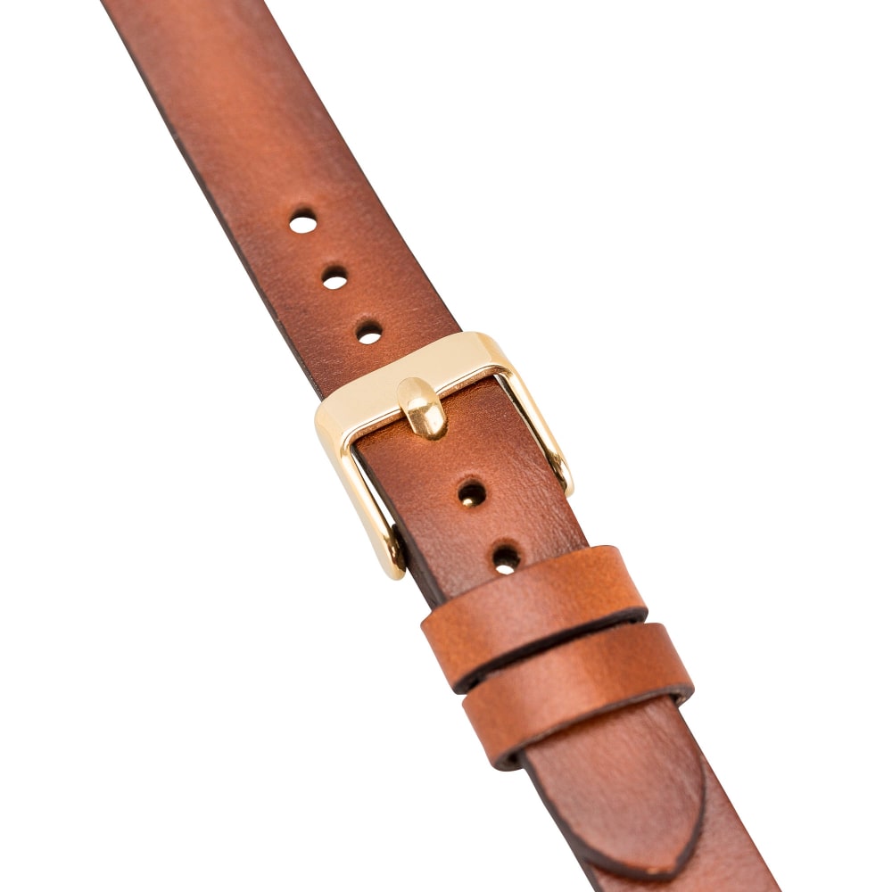 Luxury Burnished Brown Leather Fitbit Watch Band for All Series & Sizes with Gold Rivet - MADUEM - 12