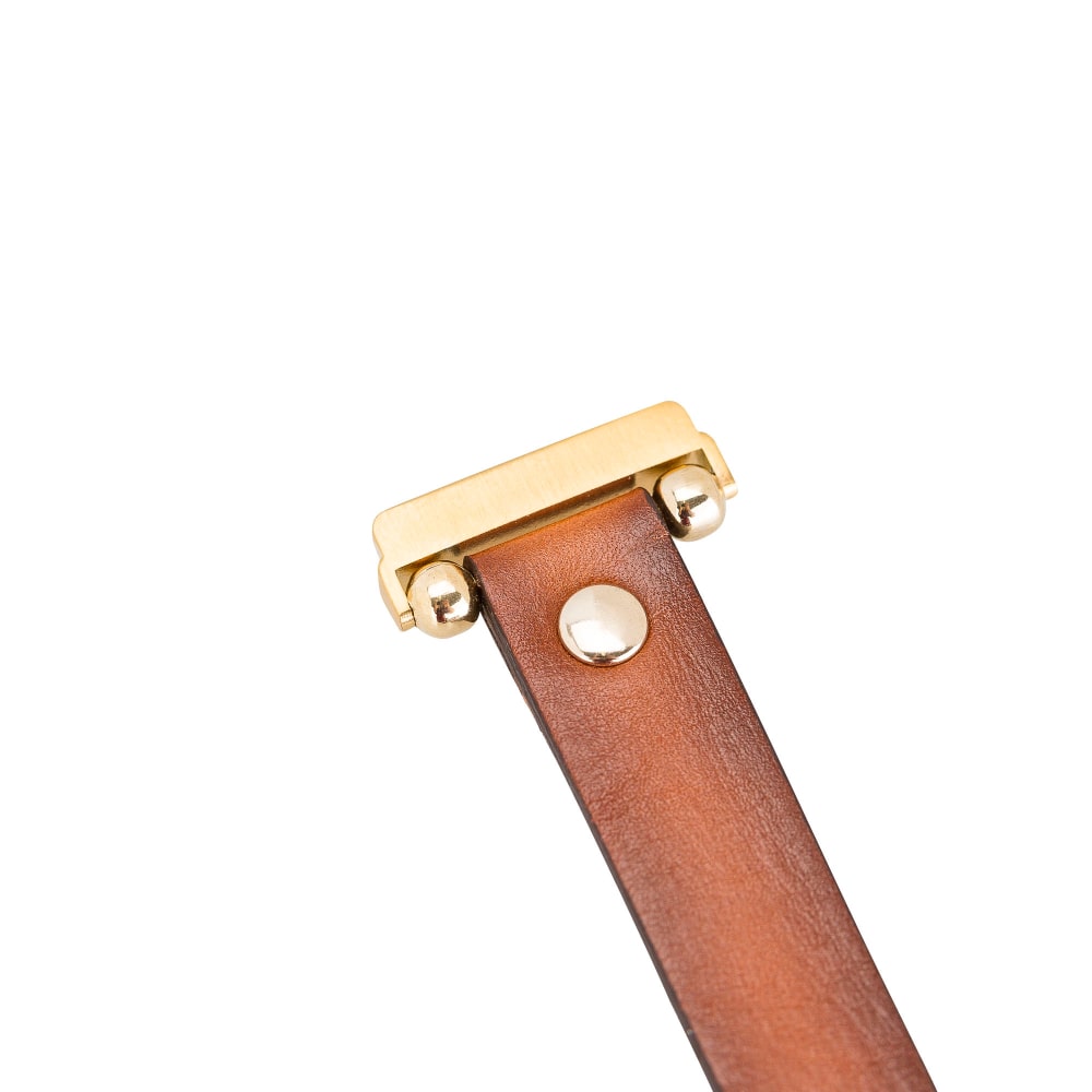 Luxury Burnished Brown Leather Fitbit Watch Band for All Series & Sizes with Gold Rivet - MADUEM - 13