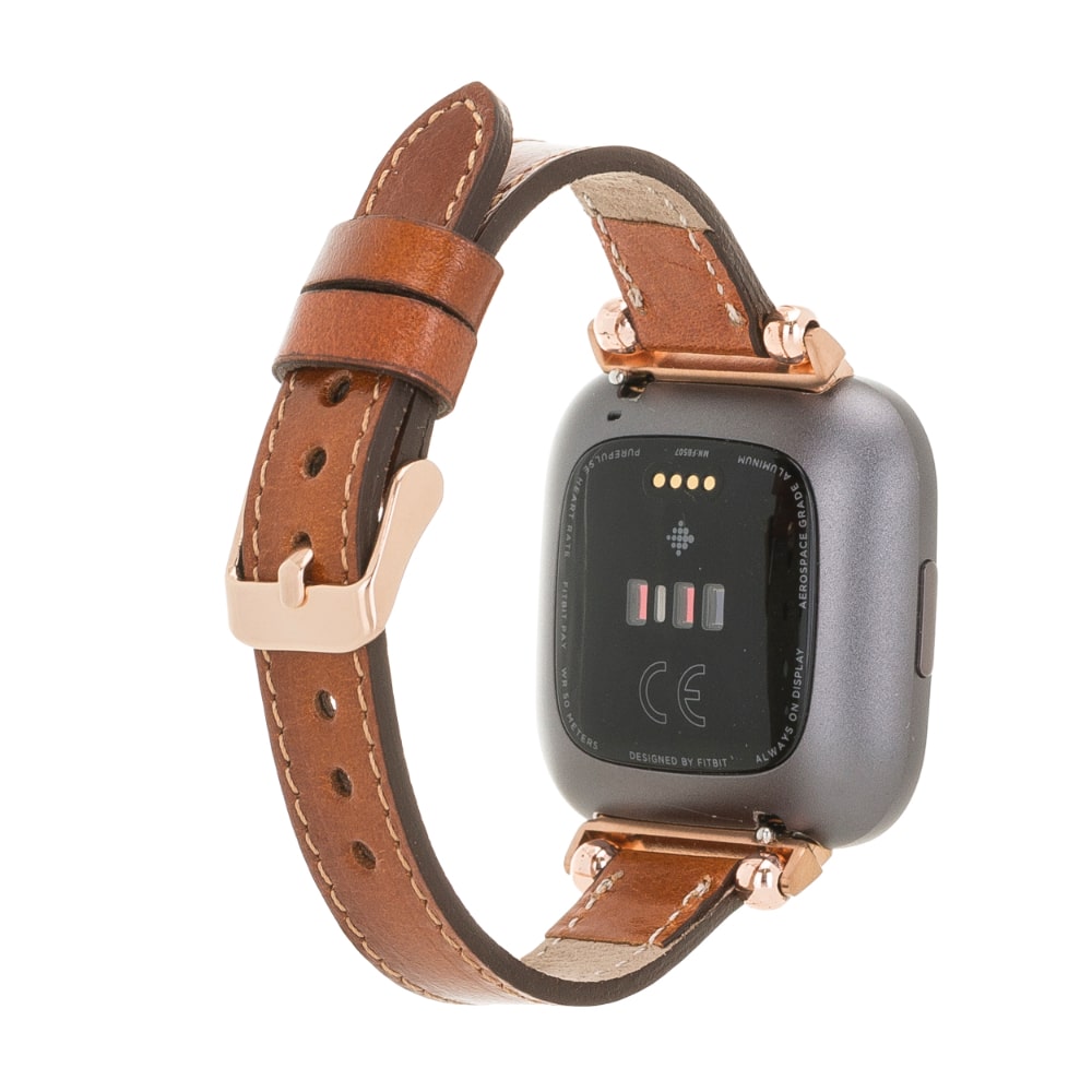 Luxury Burnished Brown Leather Fitbit Watch Band for All Series & Sizes - MADUEM - 2