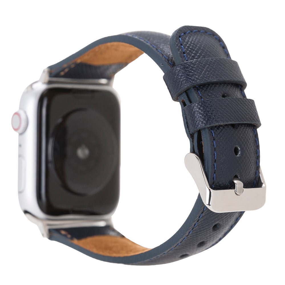 Luxury Dark Blue Classic Leather Apple Watch Band for All Series & Sizes - MADUEM - 2