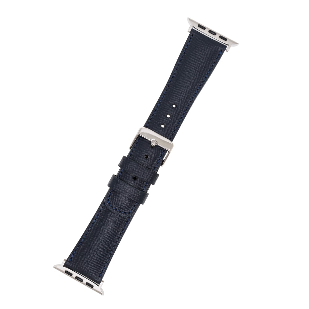 Luxury Dark Blue Classic Leather Apple Watch Band for All Series & Sizes - MADUEM - 3