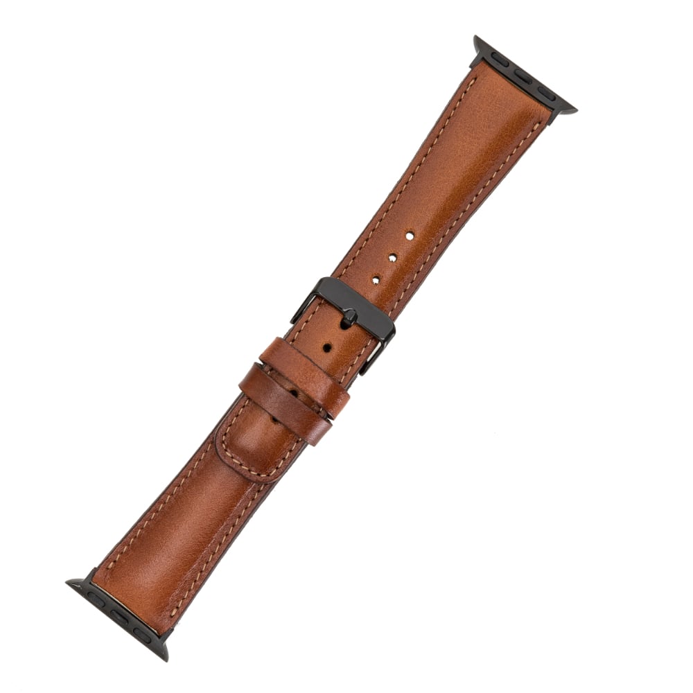 Luxury Golden Brown Classic Leather Apple Watch Band for All Series & Sizes - MADUEM - 3