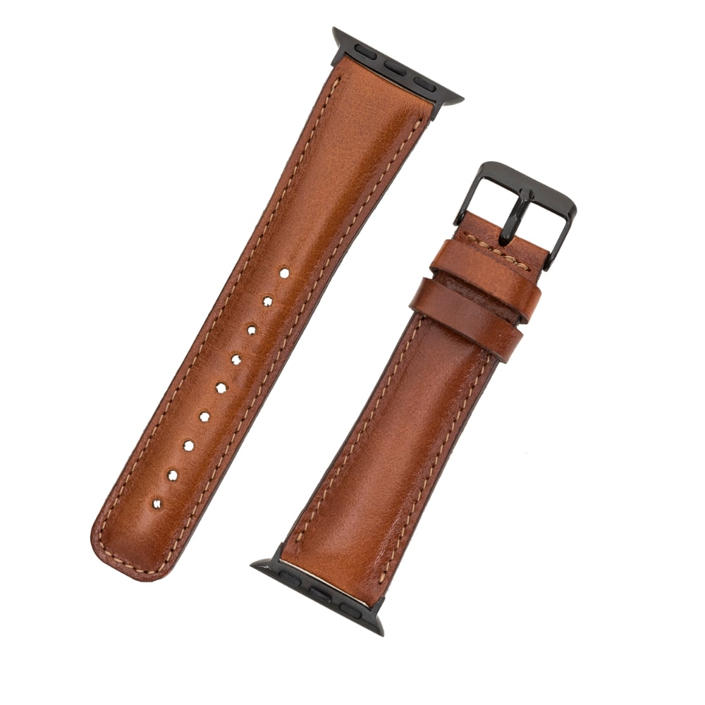 Luxury Golden Brown Classic Leather Apple Watch Band for All Series & Sizes - MADUEM - 4