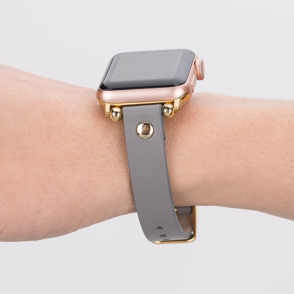 Gray Skinny Leather Apple Watch Band-MADUEM-Barchello.us