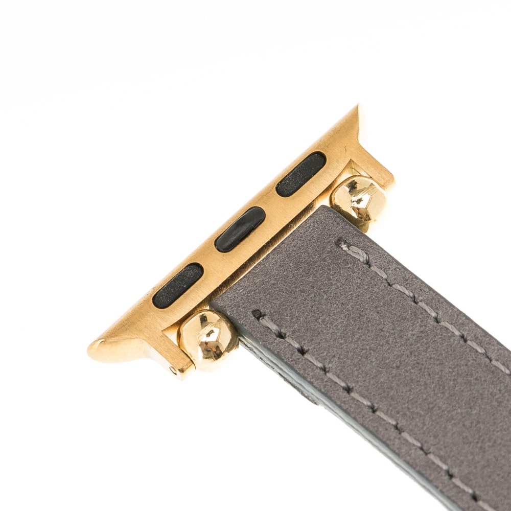 Luxury Gray Skinny Leather Apple Watch Band for All Series & Sizes - MADUEM - 11
