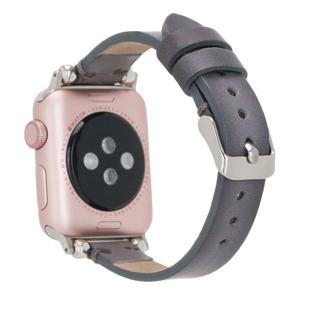 Luxury Gray Skinny Leather Apple Watch Band for All Series & Sizes - MADUEM - 3