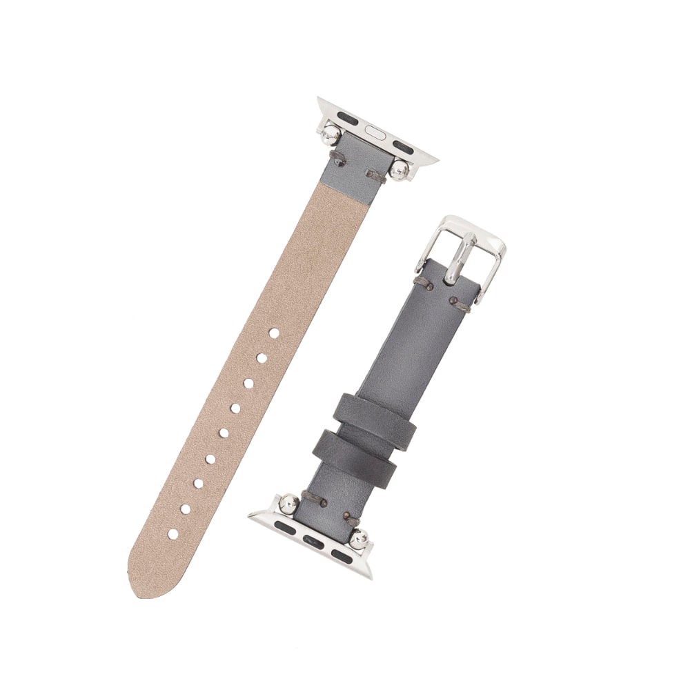 Luxury Gray Skinny Leather Apple Watch Band for All Series & Sizes - MADUEM - 4