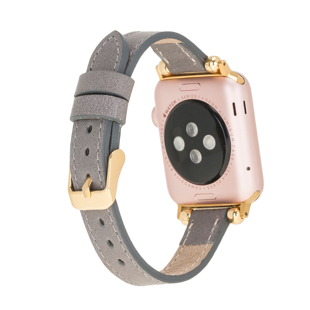 Luxury Gray Skinny Leather Apple Watch Band for All Series & Sizes - MADUEM - 8