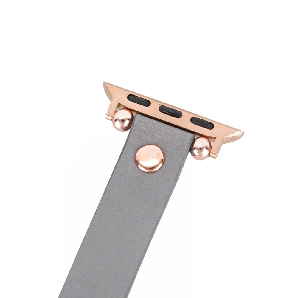 Luxury Gray Skinny Leather Apple Watch Band for All Series & Sizes with Rose Gold Rivet - MADUEM - 5