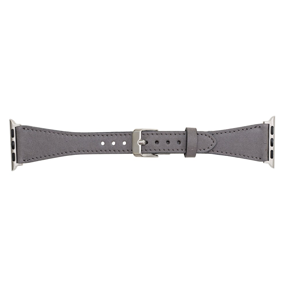 Luxury Gray Slim Leather Apple Watch Band for All Series & Sizes - MADUEM - 3
