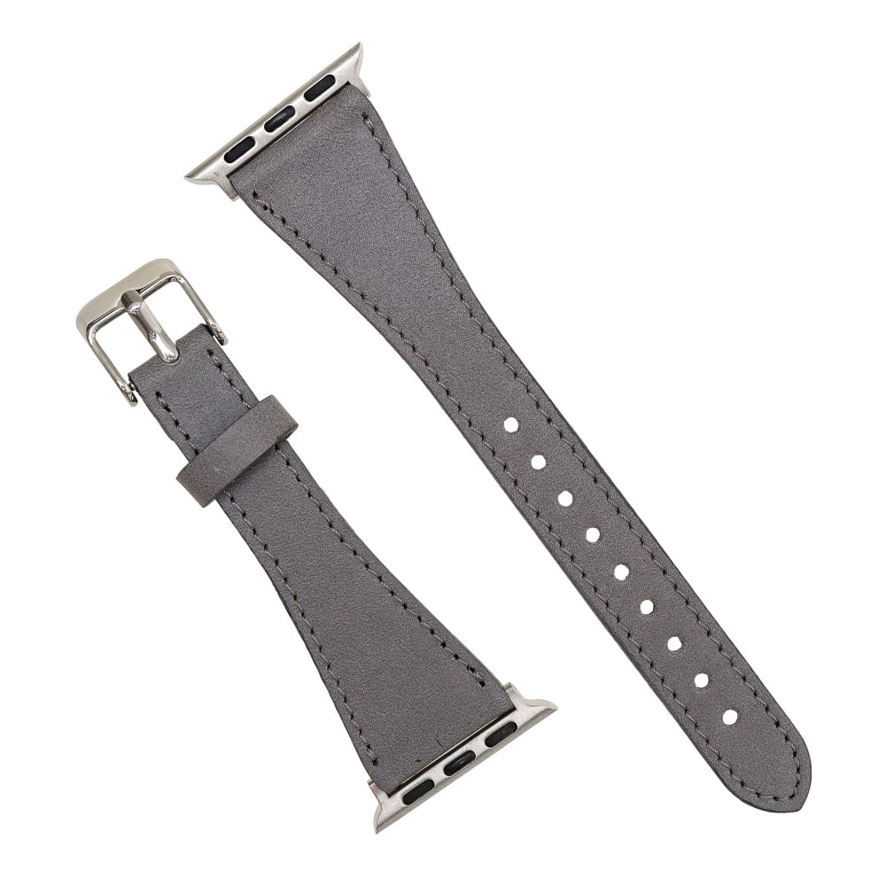 Luxury Gray Slim Leather Apple Watch Band for All Series & Sizes - MADUEM - 4