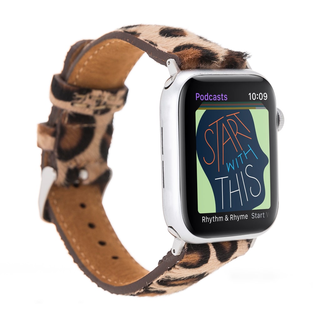 Luxury Leopard Furry Classic Leather Apple Watch Band for All Series & Sizes - MADUEM - 3