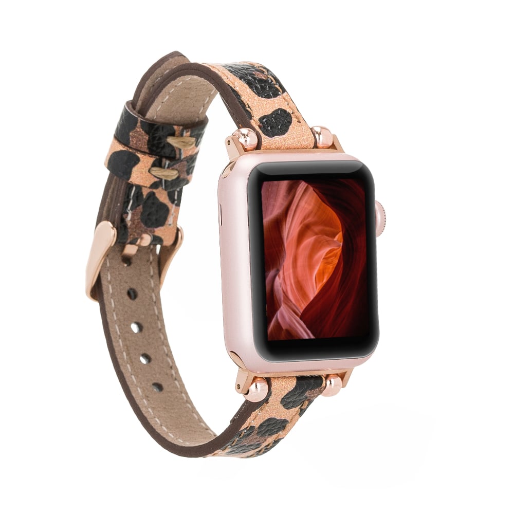 Luxury Leopard Furry Skinny Leather Apple Watch Band for All Series & Sizes - MADUEM - 14