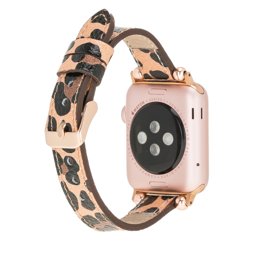Luxury Leopard Furry Skinny Leather Apple Watch Band for All Series & Sizes - MADUEM - 2