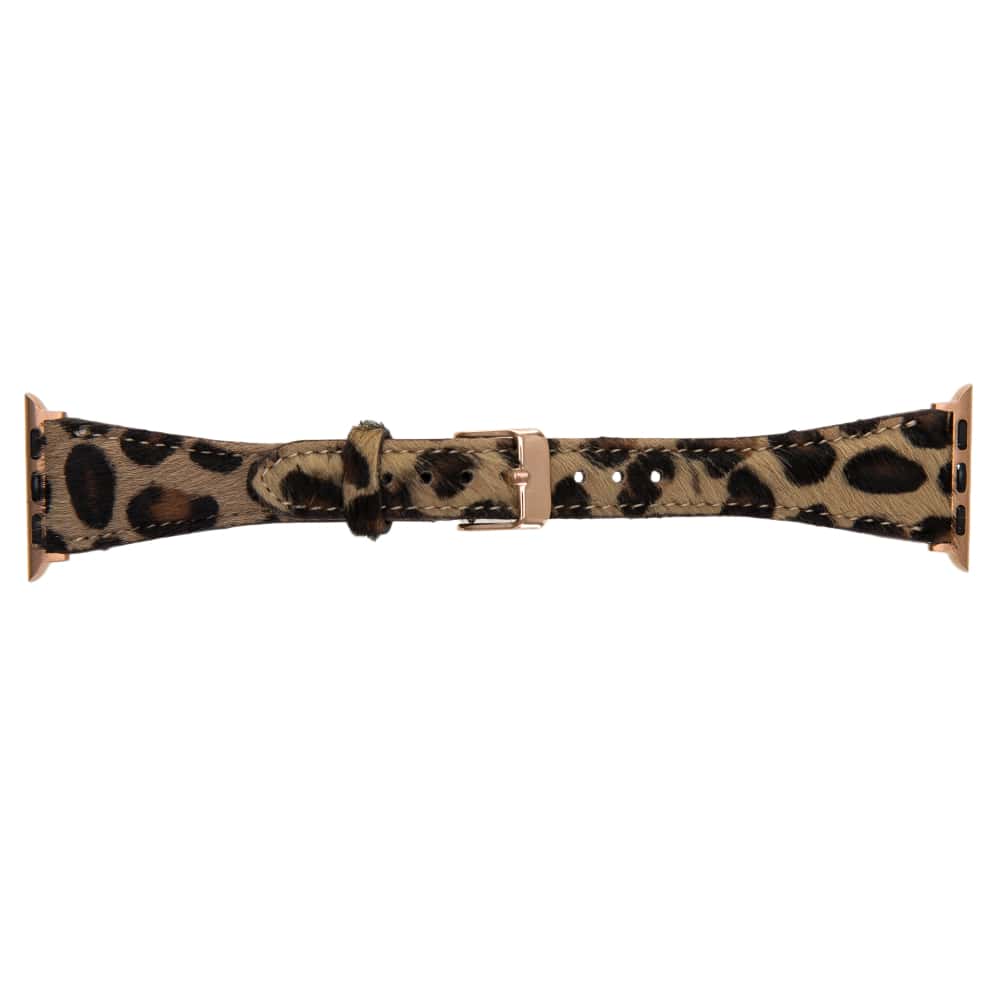 Luxury Leopard Furry Slim Leather Apple Watch Band for All Series & Sizes - MADUEM - 1
