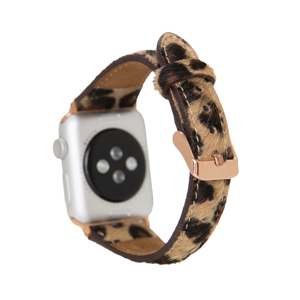 Luxury Leopard Furry Slim Leather Apple Watch Band for All Series & Sizes - MADUEM - 2