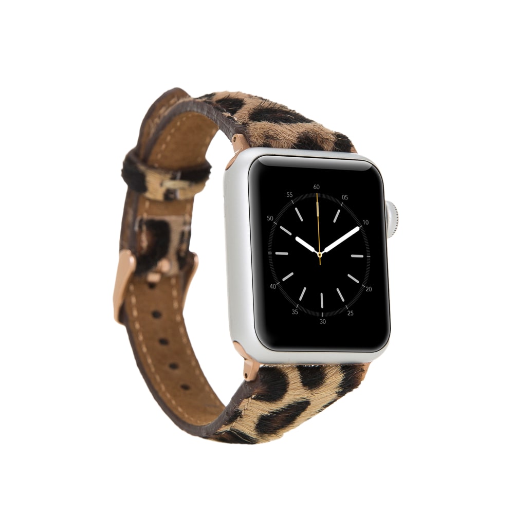 Handmade Leopard Furry Slim Patina Leather Band for Apple  display picture 1