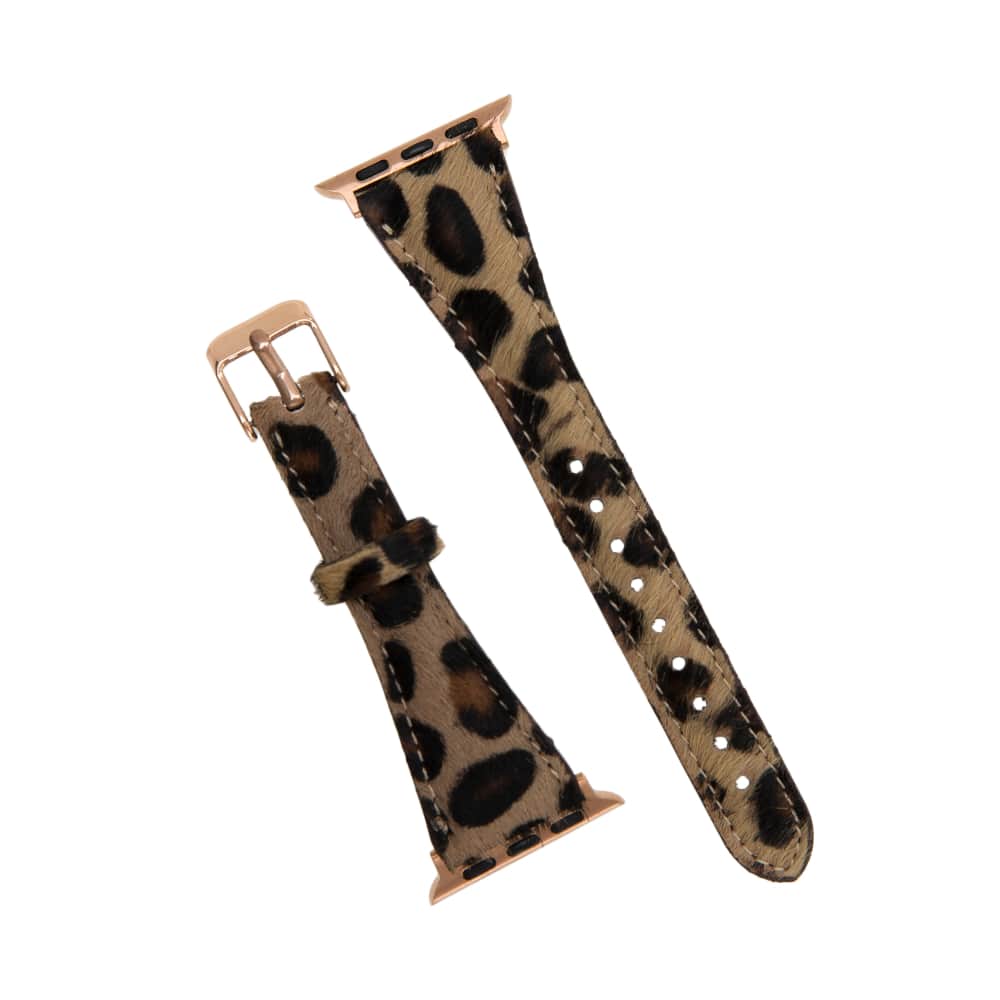 Luxury Leopard Furry Slim Leather Apple Watch Band for All Series & Sizes - MADUEM - 4