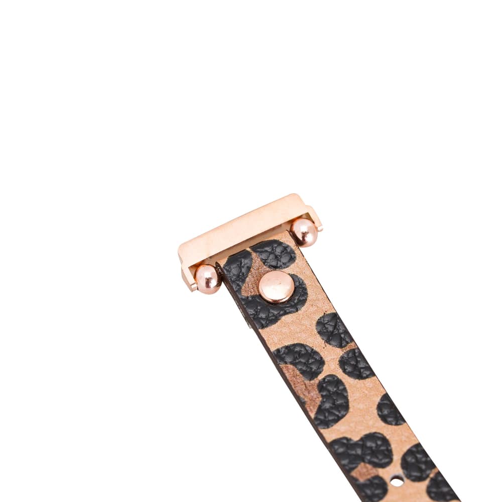 Luxury Leopard Print Leather Fitbit Watch Band for All Series & Sizes with Rose Gold Rivet - MADUEM - 4