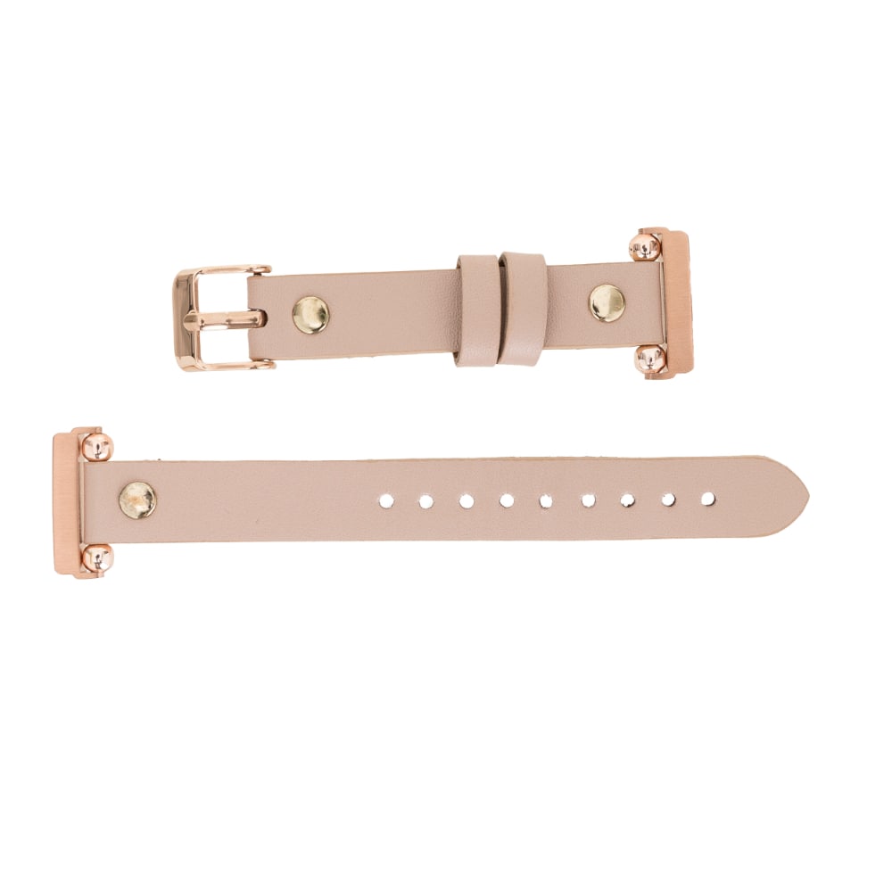 Luxury Nude Pink Leather Fitbit Watch Band for All Series & Sizes with Gold Rivet - MADUEM - 4