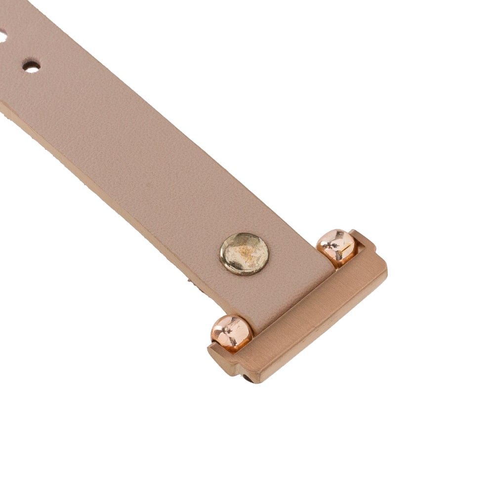 Luxury Nude Pink Leather Fitbit Watch Band for All Series & Sizes with Gold Rivet - MADUEM - 5